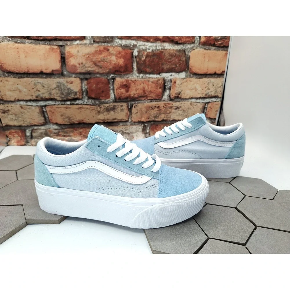 VANS Old Stack Platform Lift Shoes Blue White Stackform Women's 5 / Girls GS 3.5